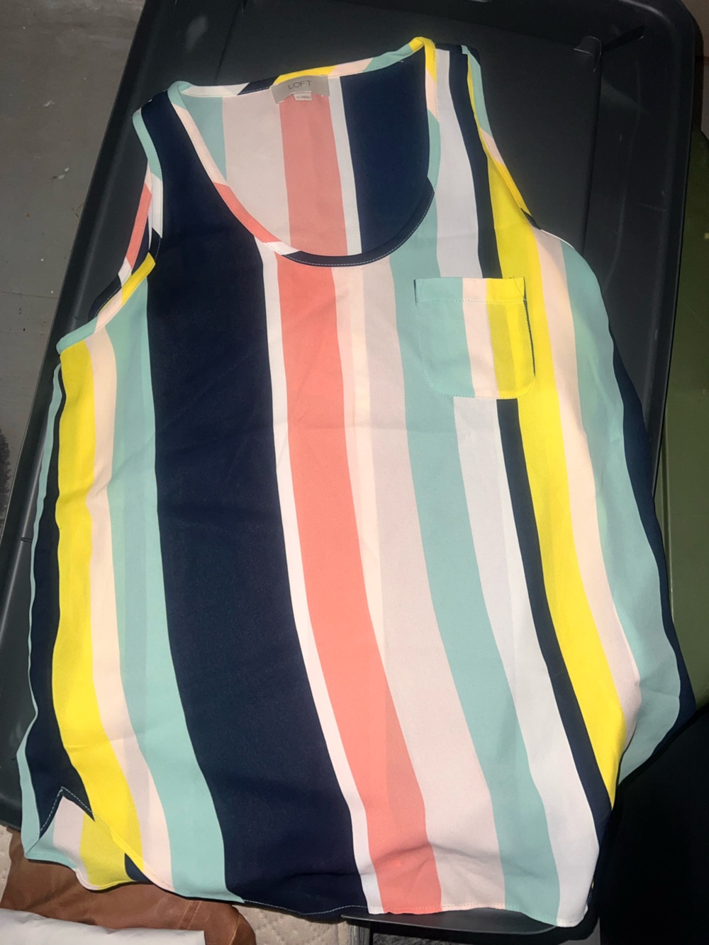 LOFT Striped Sleeveless Tank Top - Navy, Coral, Mint, Yellow, White